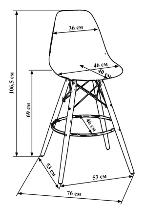 Стул барный ДОБРИН ДСВ БАР Белый В-02 / DOBRIN DSW BAR W-02_6