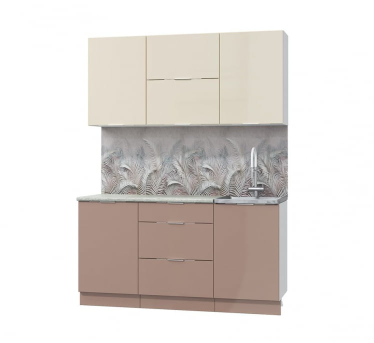 Кух. гарнитур Асти-латте 1.6, белый/ ваниль глянец/ кофе с молоком/ ПФ королевский опал (б/с 500)_0