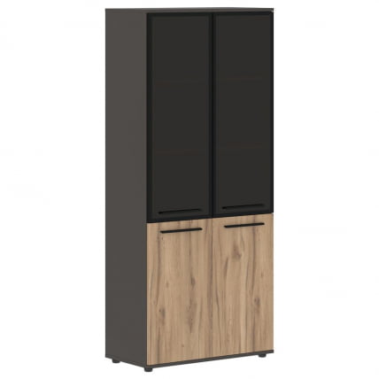 Шкаф комбинированный  с дверьми в металлической раме ЕДИС ЕХCС 85.7 Дуб Денвер светлый Черный Мокко / EDIS EHCS_0