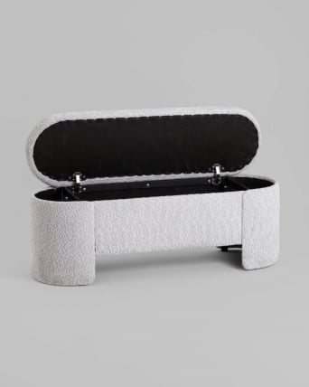 Банкетка Такс с местом для хранения букле светло-серый / Taks_2