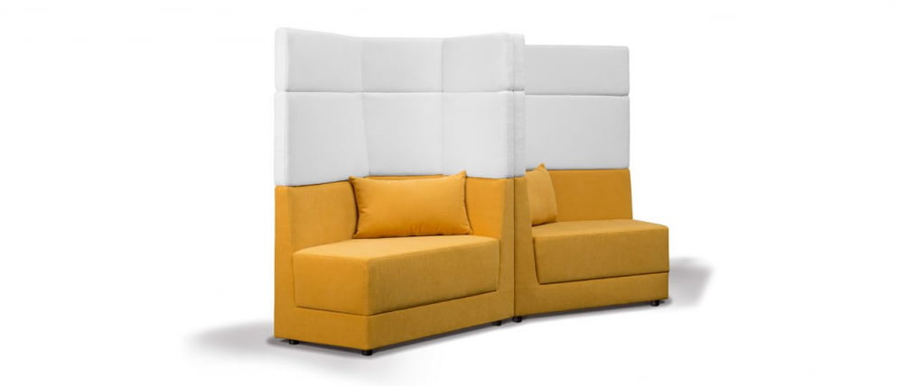 Диван с трехъярусной спинкой левый Элемент 2Б3 Желтый/Белый_2