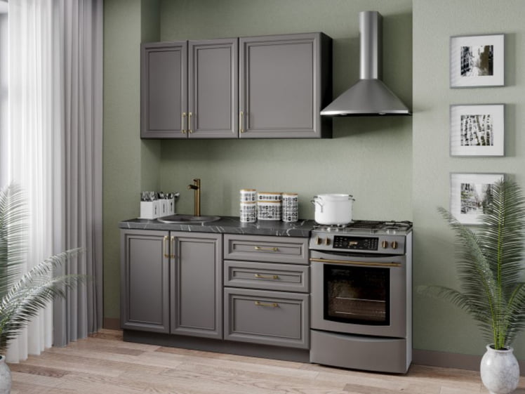 Кухонный гарнитур Джелатто 06 Черный Оникс серый_0