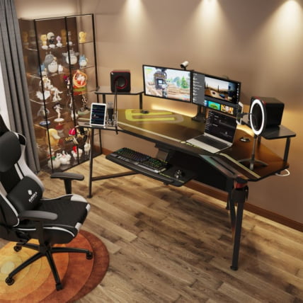 Стол для компьютера (для геймеров) Eureka AED-70B, с подставкой для клавиатуры_8