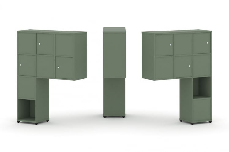 Надставка на стол высокая двухсторонняя + задняя стенка (8 шт.) + распашной фасад (6 шт.) CONCEPT CN.DNV-002 Кобо Черный металл_0