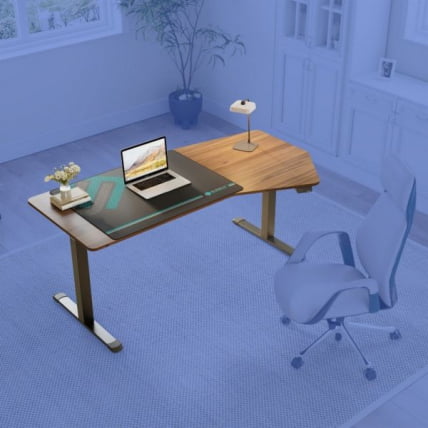 Стол компьютерный с электроприводом Eureka ERK-EDI-HTG-SW (Heptagon), орех_4