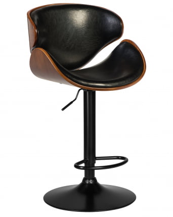 Стул барный ДОБРИН КАРТЕР БЛАCК (коричевый орех дерево (БВВ), черный ПУ) / DOBRIN KARTER BLACK (BWW), PU)_0