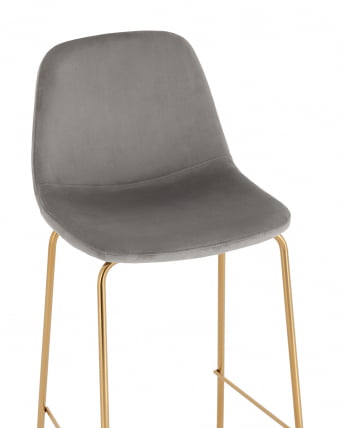 Стул барный Валенсия SN золотые ножки велюр Серый_6
