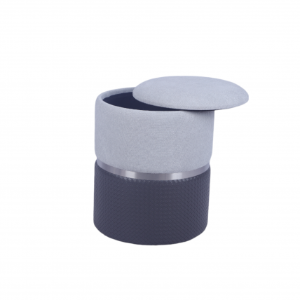 Пуф Кэрри с ящиком серо-черный шенилл с экокожей_2