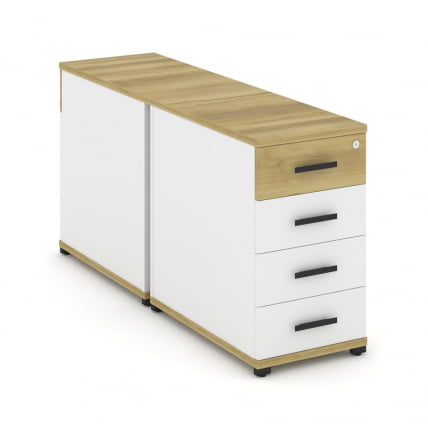 Тумба двухсторонняя опорная приставная с 4-мя ящиками CONCEPT CN.DTGO-002 B/W Дуб Винченцо Белый бриллиант Черный_0