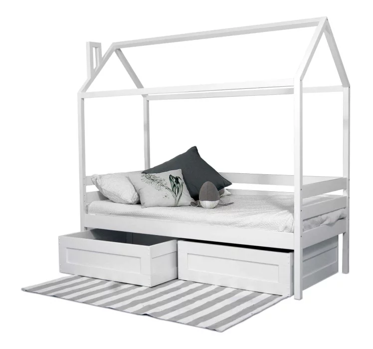 Кровать-домик RooRoom кд-1 с ящиками Белый_0