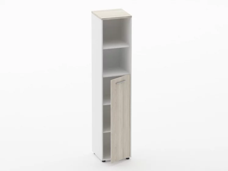 Шкаф 4 узкий  2 полки открытые, 3 полки закрытые Deka 10.19.13Пр Дуб Сантана светлый/Белый_1