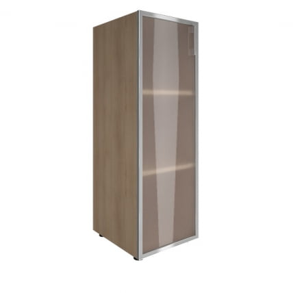 Шкаф книжный средний со стеклом в раме Lacobel без топа YALTA LT-SU 2.4R white Снежная Патина_0