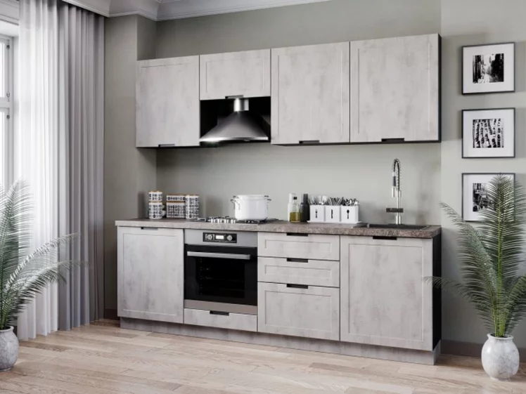 Шкаф кухонный 600 горизонтальный с 2 складными дверями комбинированный со стеклом Джамис ЛД 296.970.000.083 Черный Белый камень_2