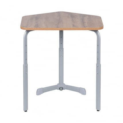 Парта одноместная трапеция (рост 3-7) Белая ЛДСП/Серая кромка/Металл Серый_2