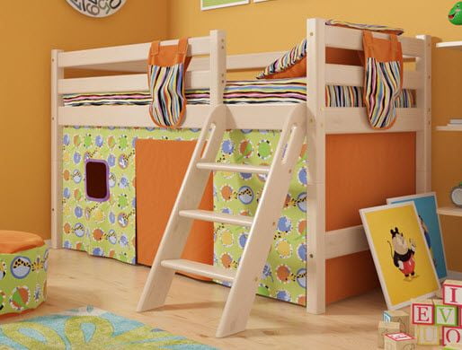 Шторы на низкую кровать Соня (лонета сафари/панама песко оранжевый)_0