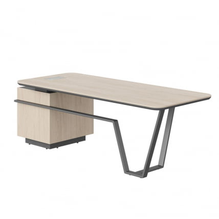 Стол руководителя правый Line СФ-571101.1 Дуб светлый Черный графит_1