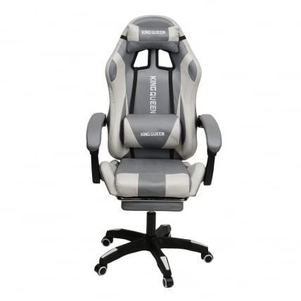 Кресло 1208, замша, цвет серо-белый с массажем, арт 1208-Grey-White_1