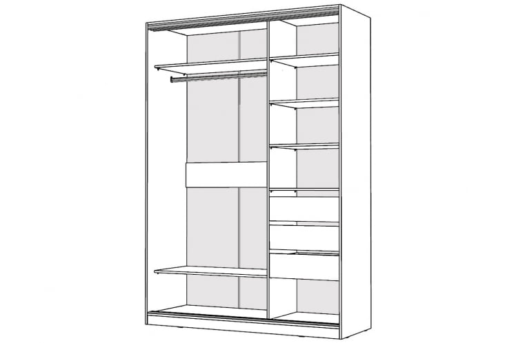 Шкаф-купе 2-х дверный Виктория 1600х584х2300, Белый 16ДЗДЗ-ПЯ-Б 310-413_1