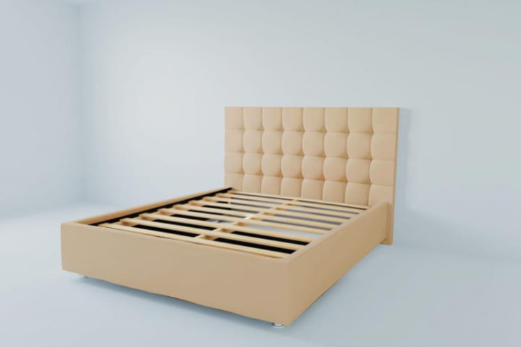 Мягкая интерьерная кровать &куот;Венеция&куот; с ортопедическими латами (металл) Материал фасада: Искусственная кожа; Спальное место: 1200х2000 мм; Цвет фасада: Бежевый; Цвет корпуса: Бежевый / "Венеция"_0