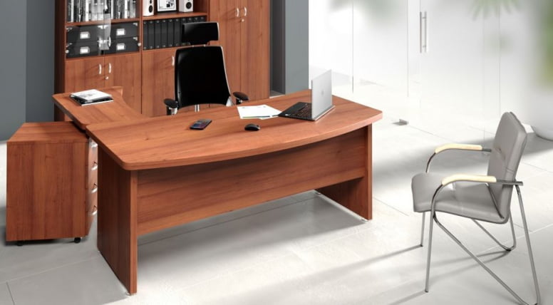 Стол руководителя с тумбой Танго СТ9-R16R + ТВ9-04R Орех_1