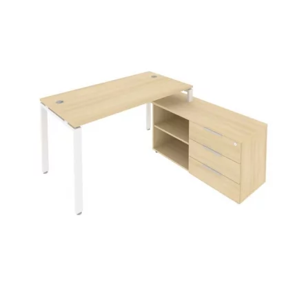 Рабочая станция на П-образном м/к с опорной тумбой правая Metal System Б.РС-СТС-2.3 Пр Акация/Белый_0