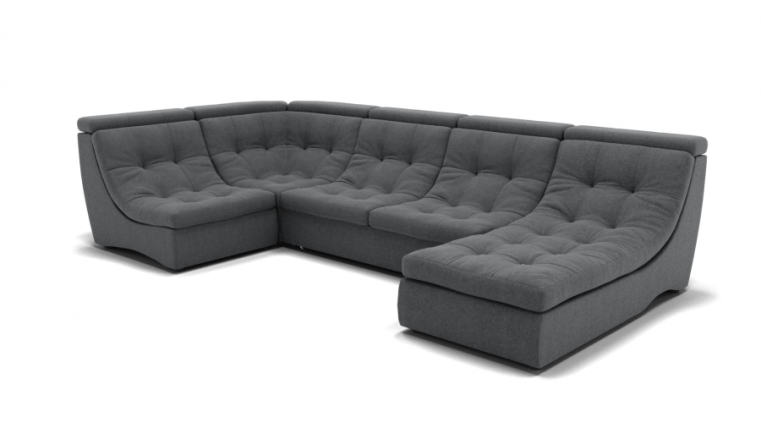 Диван Монако-4 (ЗР) Цвет фасада: Светло серый; Тип: Универсальный; Материал фасада: Металл/Велюр_0