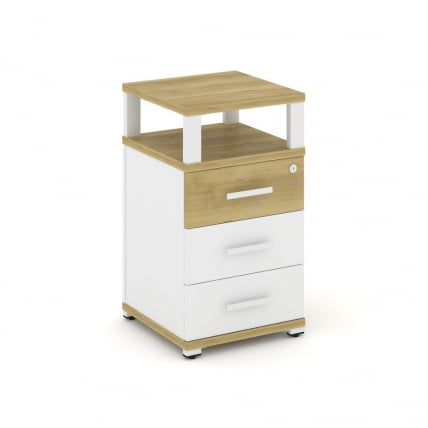 Тумба приставная с 3-мя ящиками и надставкой CONCEPT CN.TUP-003 B/W Дуб Винченцо Белый бриллиант Белый_0