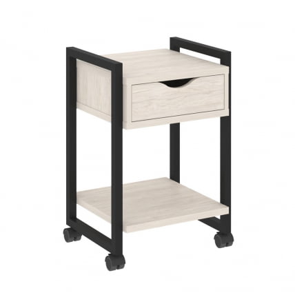 Тумба на колесных опорах с ящиком и полкой LOFT VR.L-T1.K Металл черный Денвер светлый_0