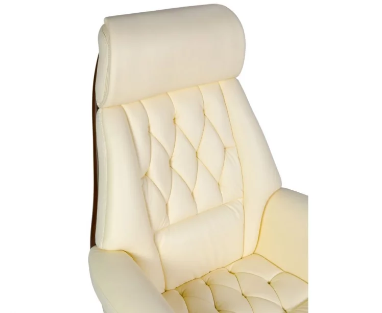 Кресло руководителя Трон кожа Слоновая кость_5