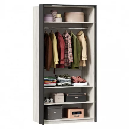 Шкаф двухстворчатый с паспарту Техно 03 Дуб Крафт белый_1