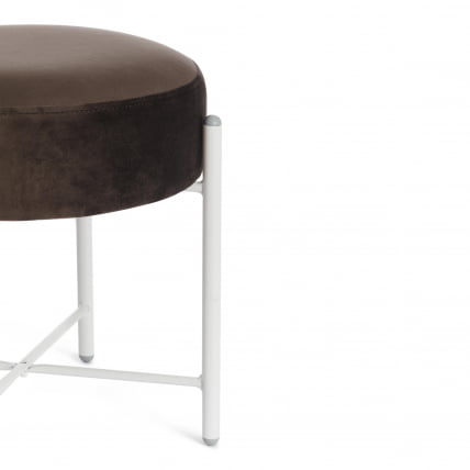 Банкетка AMBER металл, ткань, 41*41*40 см, темно-коричневый/белый_3