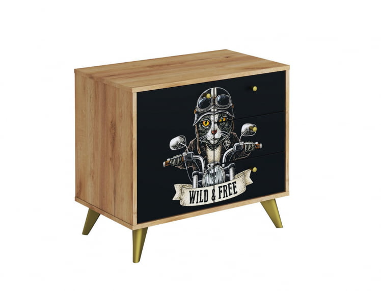 Комод Фьюжн КМ-002 дуб крафт золотой/BIKER CAT_2