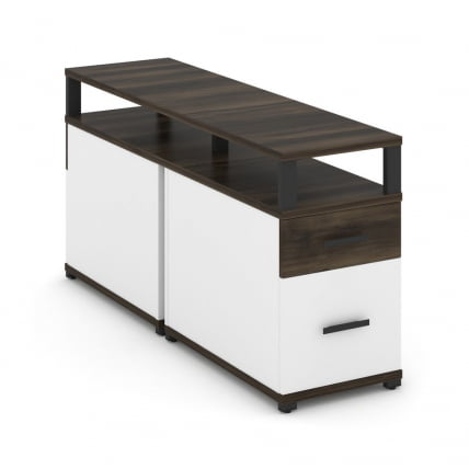 Тумба двухсторонняя опорная приставная с ящиком, распашным фасадом и надставкой CONCEPT CN.DTGP-002 B/W Дуб Мали Белый бриллиант Черный_0