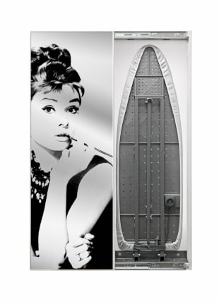 Шкаф со встроенной гладильной доской Iron Slim Print (левый,купе) Беленый дуб_0