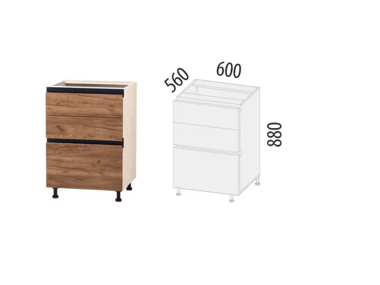 Напольный шкаф (3 ящика с метабоксами) Дакота 103.66_1