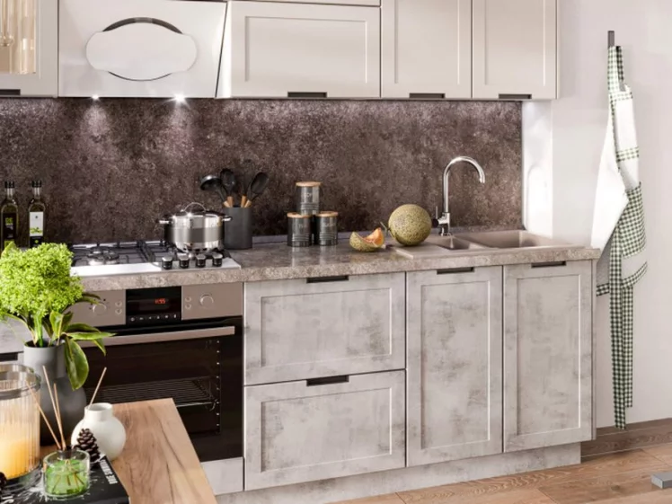 Кухонный гарнитур Джамис №2 Белый кашмир Белый камень_4