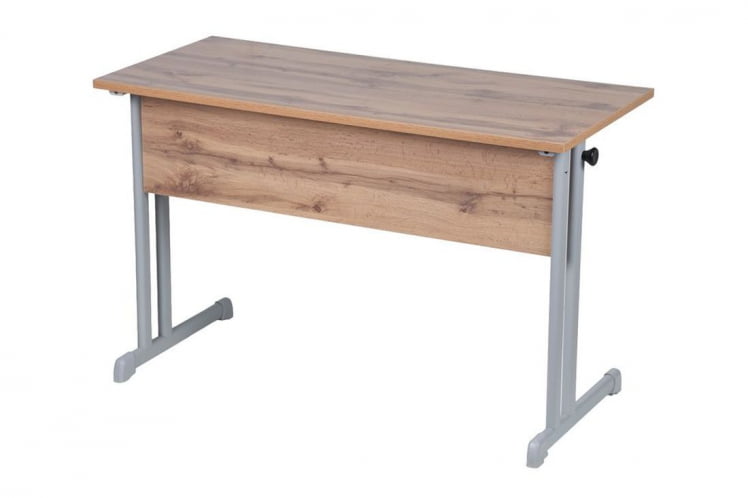 Парта двухместная с прямыми углами (рост 6) Клен Танзау/Металл Серый_0