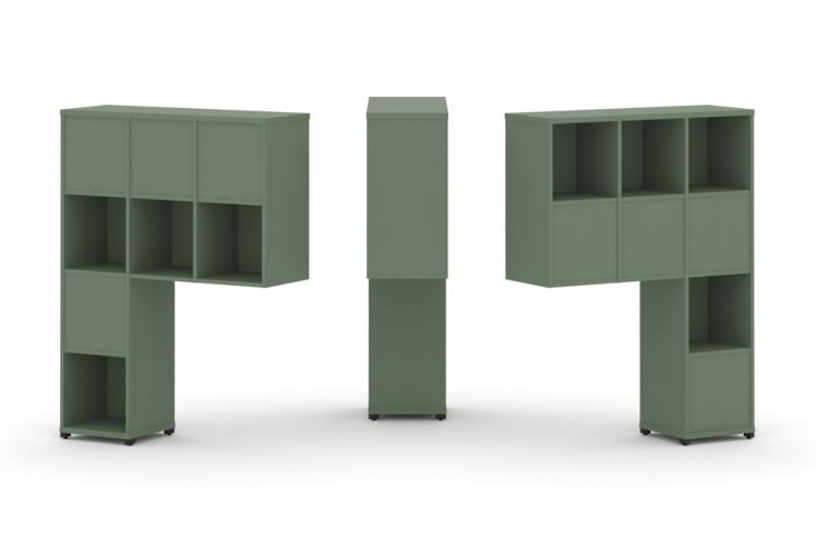 Надставка на стол низкая двухсторонняя + задняя стенка (5 шт.) + блок с 2-мя ящиками (2 шт.) CONCEPT CN.DNN-003 Кобо Черный металл_0