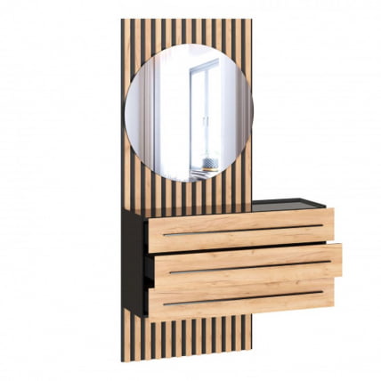 Тумба с зеркалом правая Неаполь ЛД 134.020.000 Черный Дуб Золотой_1
