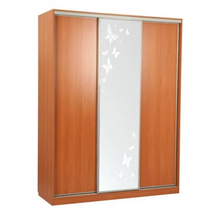 Шкаф-купе Бассо 1-600 бабочки Вишня оксфорд_0