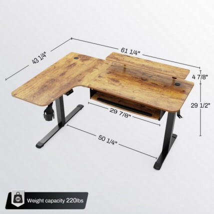 Стол для компьютера угловой (правый) c электрической регулировкой по высоте EUREKA ERK-L60R-RB_2