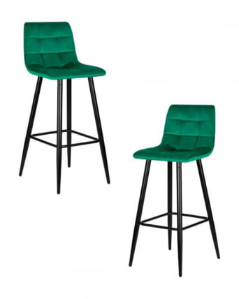Стул барный ДОБРИН НИCОЛЕ (черные матовые ножки, зелёный велюр (108-64)) 2 шт / DOBRIN NICOLE_0