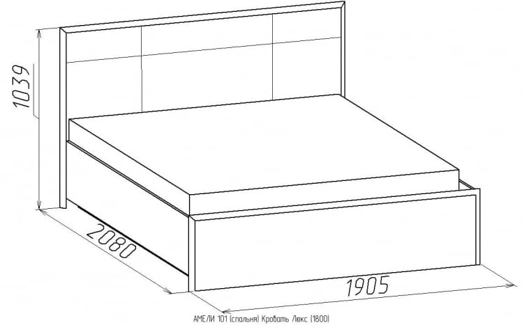 Кровать Люкс 1800 АМЕЛИ 101 с основанием дерево (дуб отбеленный)_3