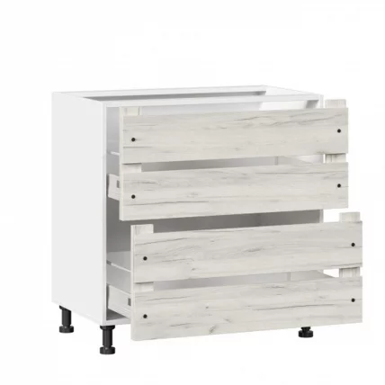 Тумба кухонная 800 с 2 ящиками ЛЮКС (4) Винченца ЛД 234.920.000.018 Тип 2 Белый Дуб Крафт белый_1