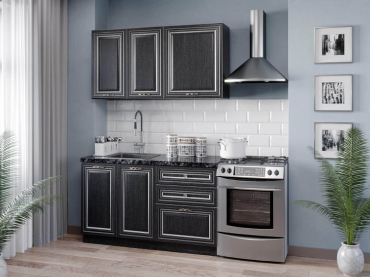 Тумба кухонная 400 Италия ЛД 275.026.000 Черный Дуб темный_2