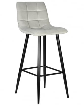 Стул барный ДОБРИН НИCОЛЕ (черные матовые ножки, светло-серый велюр (108-52)) 2 шт / DOBRIN NICOLE_1