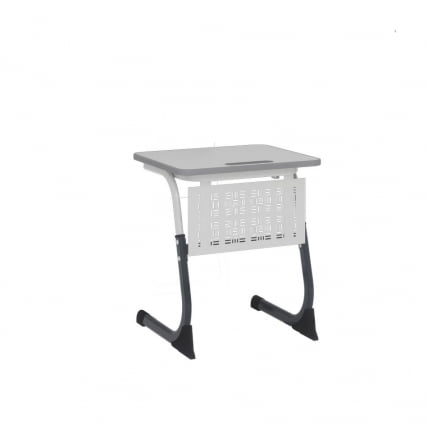 Парта одноместная регулируемая по высоте СМАРТЙ ПЛУС 600х500  с антивандальной  полиуретановой кромкой и сеткой (рост 3-5) Антрацит/Белый/Серый Кромка Антрацит / SMARTY PLUS_0