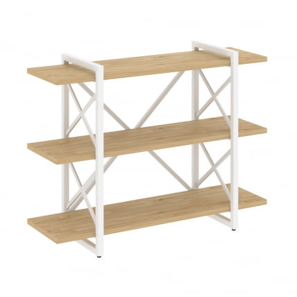 Стеллаж на регулируемых опорах - 3 полки LOFT VR.L-MST.O-3.8V Металл белый Тиквуд светлый_0