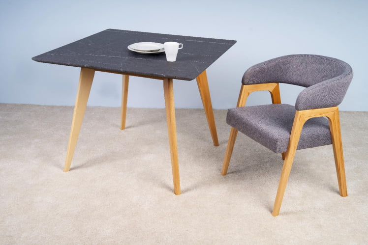 Стол Лунд 860*860 мрамор Графит /темный орех_4