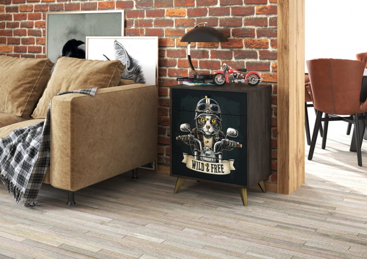 Комод Фьюжн КМ-001 АРТ Угольный камень/BIKER CAT_2